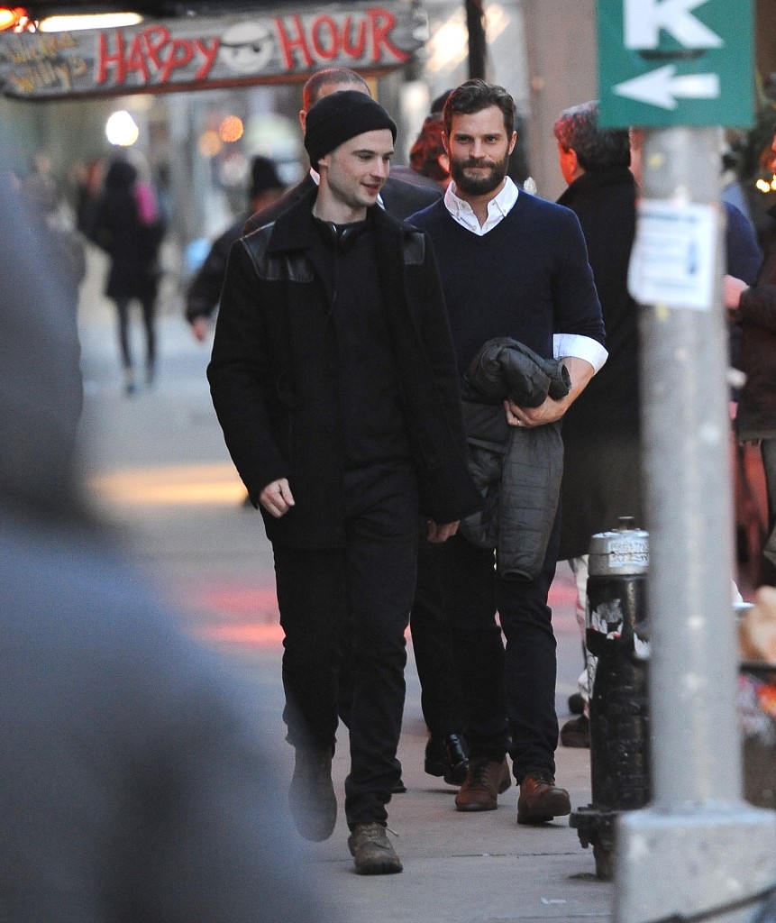 Jamie Dornan watched soccer match England vs Wales at the Red Lion bar with Tom Sturridge today in NYC