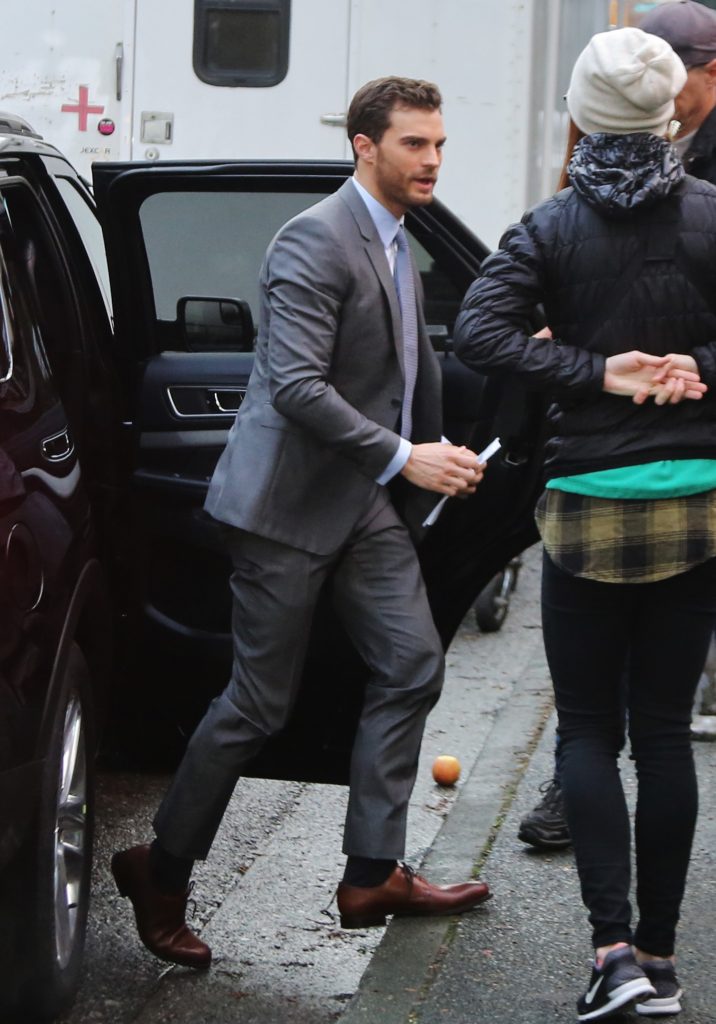 Exclusive... 51983661 Actor Jamie Dornan was spotted arriving on set of 'Fifty Shades Darker' in Vancouver, Canada on February 29, 2016. 'Fifty Shades of Grey' topped the Razzies including worst actor, actress, screenplay, screen combo, and worst picture. FameFlynet, Inc - Beverly Hills, CA, USA - +1 (310) 505-9876