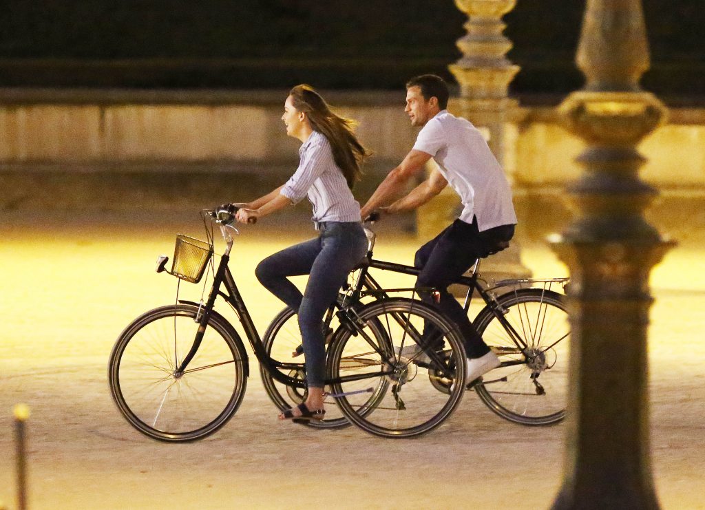 Actors Jamie Dornan and actress Dakota Johnson seen on the set of 50 Shades Of Grey in Paris, France.